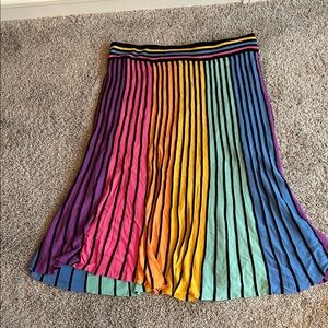 New York & Company Multicolor Rainbow Pleated Knit Skirt